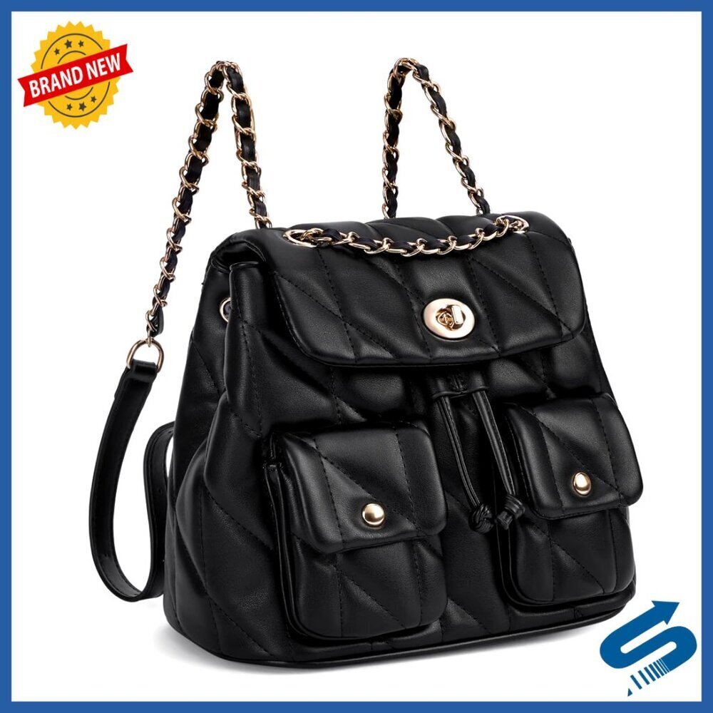 Convertible Crossbody Bag PU Leather Quilted Design Multi-Pocket Travel Purse